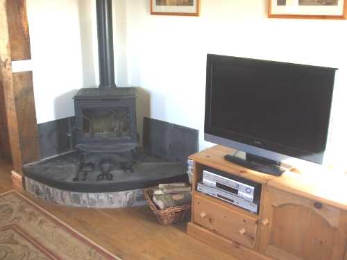 woodburner and tv